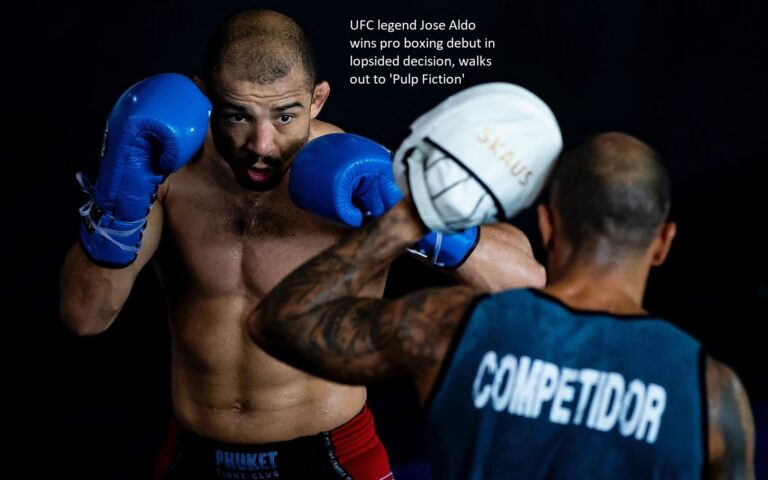UFC legend Jose Aldo wins pro boxing debut in lopsided decision, walks out to ‘Pulp Fiction’