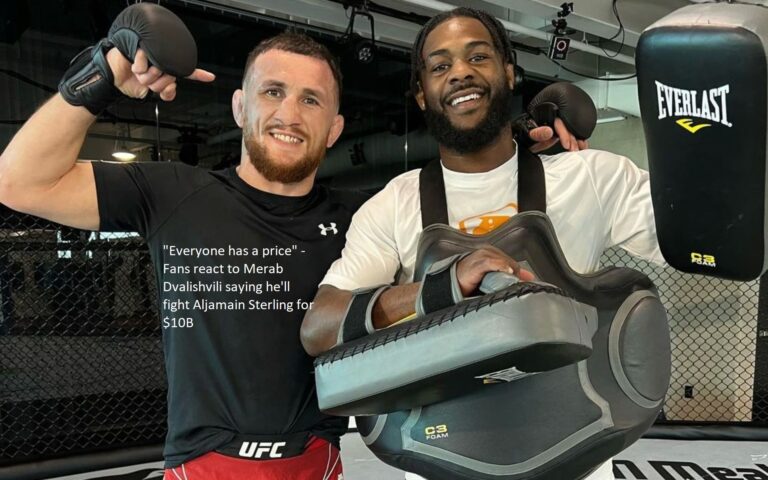 “Everyone has a price,” say fans in response to Merab Dvalishvili’s declaration that he will challenge Aljamain Sterling for $10 billion.