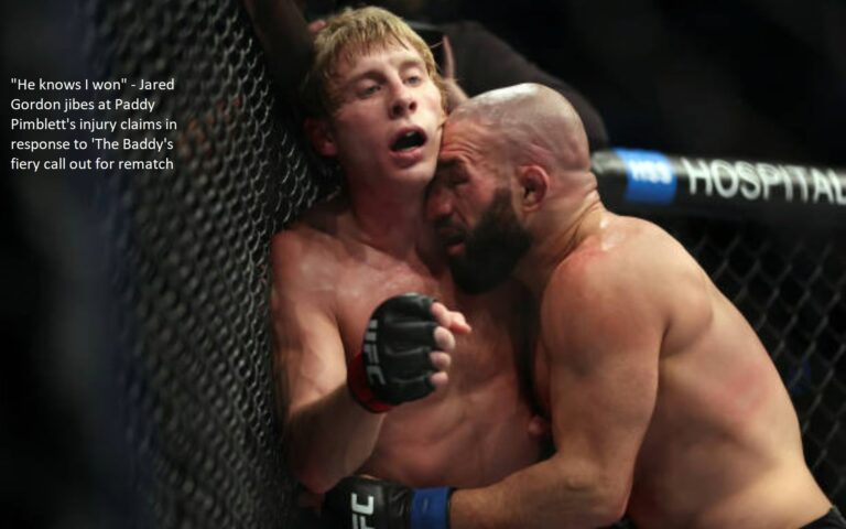In response to ‘The Baddy’s ferocious request for a rematch,’ Jared Gordon pokes fun at Paddy Pimblett’s claims of injury by saying, “He knows I won.”
