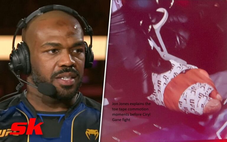 Jon Jones explains the toe tape commotion moments before Ciryl Gane fight