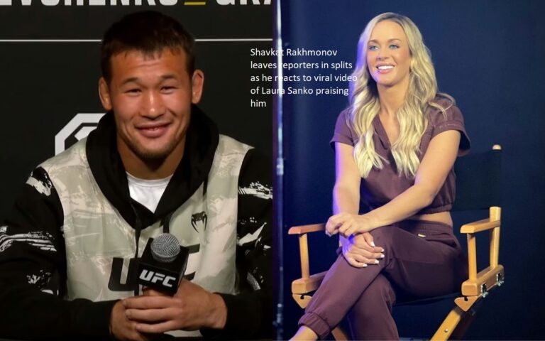 Shavkat Rakhmonov leaves reporters in splits as he reacts to viral video of Laura Sanko praising him