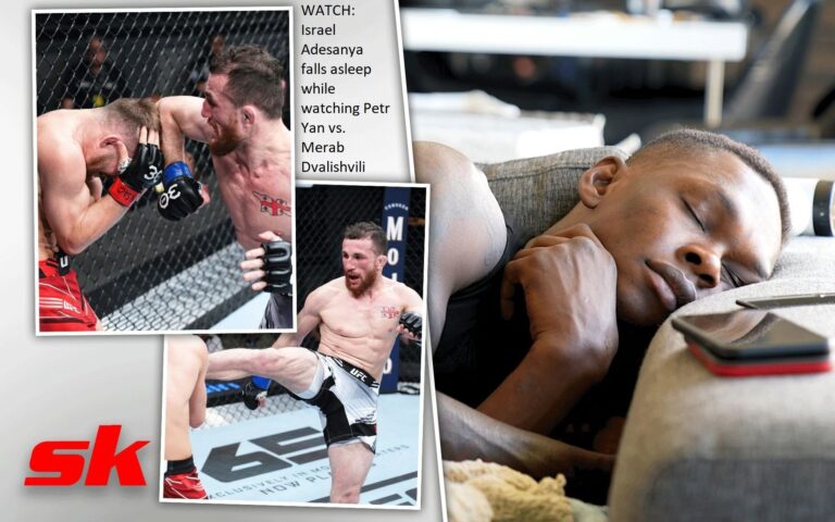 WATCH: Israel Adesanya falls asleep while watching Petr Yan vs. Merab Dvalishvili
