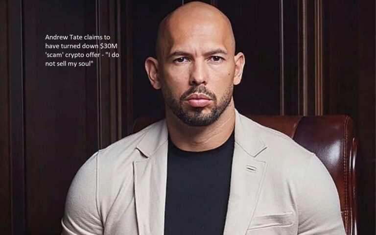 Andrew Tate says he rejected a $30 million fraudulent cryptocurrency deal because “I do not sell my soul.”