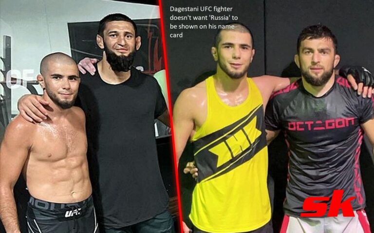 The Dagestani UFC combatant objects to the word “Russia” appearing on his name card.