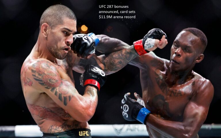 announced bonuses for UFC 287, which breaks the $11.9M arena record.