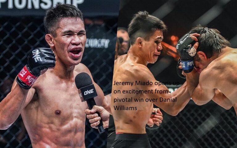 Jeremy Miado expresses his delight after claiming a decisive victory over Danial Williams.