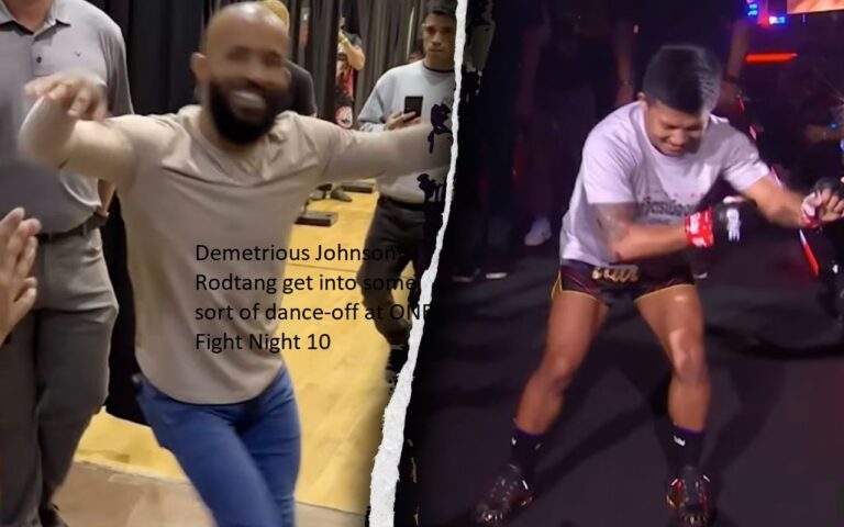 At the tenth installment of ONE Fight Night, Demetrious Johnson and Rodtang engage in a sort of dance-off.