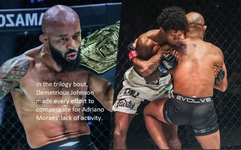 In the trilogy bout, Demetrious Johnson made every effort to compensate for Adriano Moraes’ lack of activity.