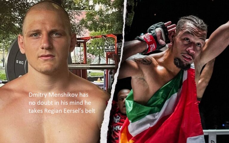 There is no question in Dmitry Menshikov’s mind that he steals the belt from Regian Eersel.