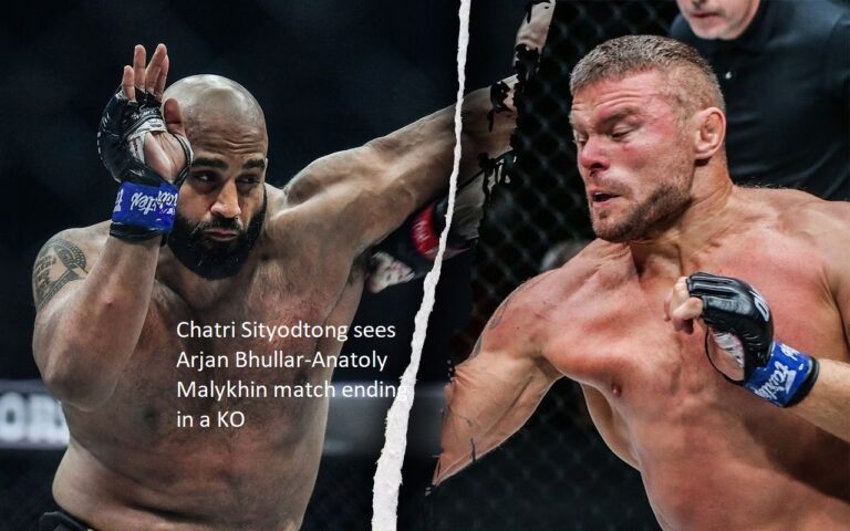 Arjan Bhullar and Anatoly Malykhin’s match at Chatri Sityodtong is predicted to result in a knockout by Chatri Sityodtong.