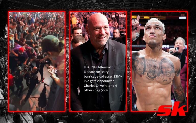 Aftermath of UFC 289: An update on the terrifying barricade fall, the announcement of a live gate of more over $3 million, and the bagging of Charles Oliveira and four others $50K