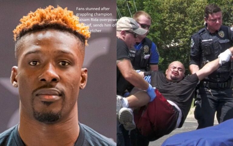 Fans are in shock after grappling champion Haisam Rida defeats a vehicle thief and forces him to leave the arena on a stretcher.