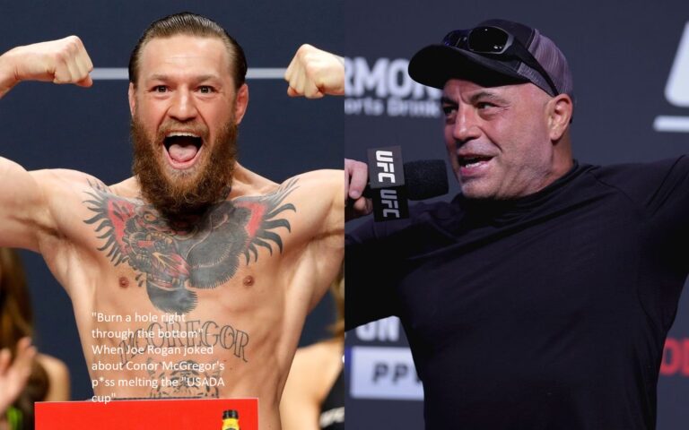 When Joe Rogan made a joke about Conor McGregor’s p*ss melting the “USADA cup,” he referred to it as “burning a hole right through the bottom.”
