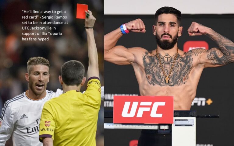 Fans are excited about Sergio Ramos’s planned appearance at the UFC Jacksonville event in support of Ilia Topuria because they believe he will find a way to obtain a red card.