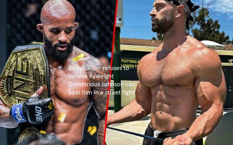 The bodybuilder does not accept the possibility that the flyweight Demetrious Johnson may defeat him in a brawl.