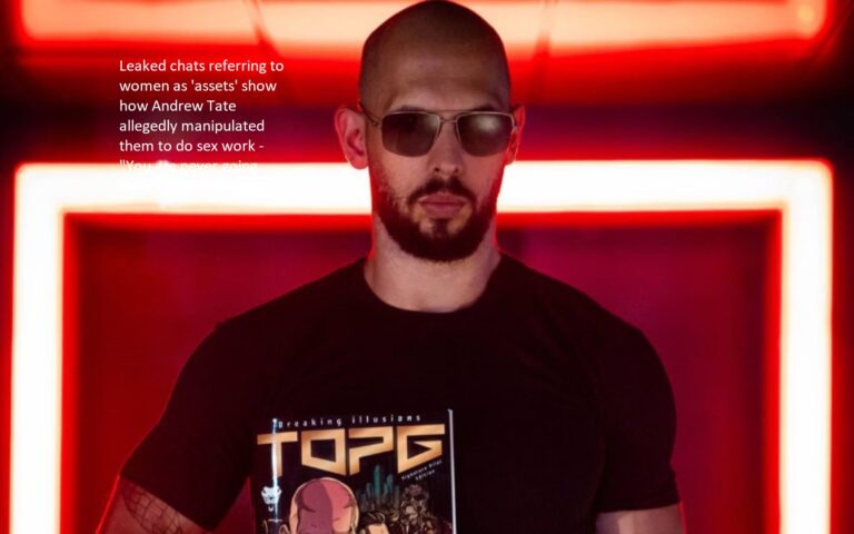 Leaked talks illustrate how Andrew Tate reportedly influenced women to do sex work by referring to them as “assets.” One of the phrases that appears in the chats is, “You are never going back.”