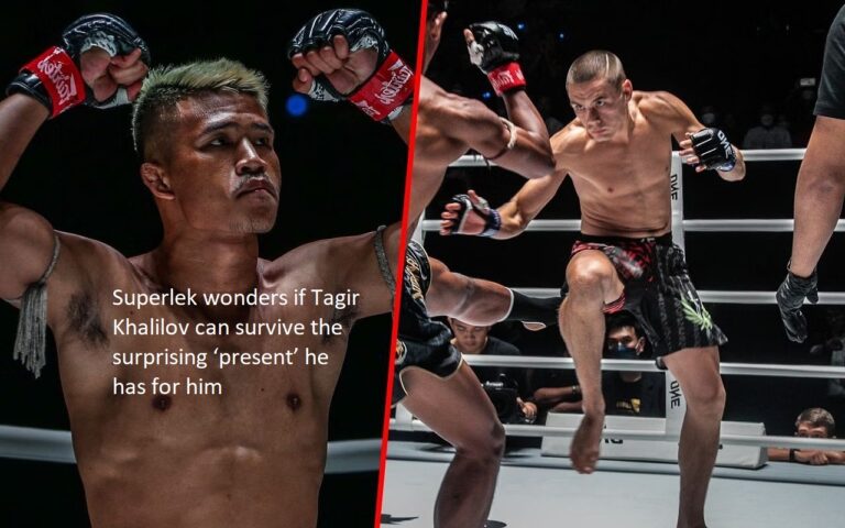 Superlek is concerned about Tagir Khalilov’s ability to withstand the shocking ‘gift’ that he has prepared for him.