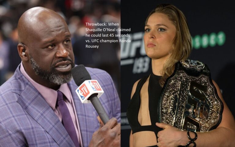 Throwback to when Shaquille O’Neal said he could last 45 seconds against Ronda Rousey, who was then the champion of the UFC.