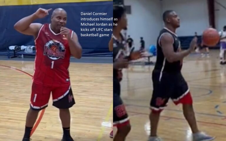 As the UFC stars basketball game gets underway, Daniel Cormier begins things off by introducing himself as Michael Jordan.