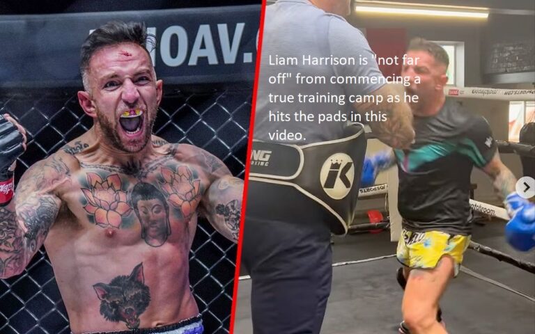 Liam Harrison is “not far off” from commencing a true training camp as he hits the pads in this video.