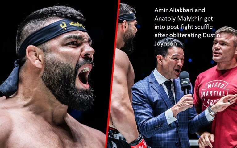 After completely dominating Dustin Joynson, Amir Aliakbari and Anatoly Malykhin got into a brawl after the match was over.