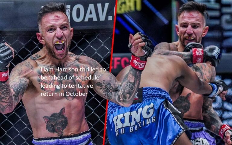 Liam Harrison is overjoyed to be “ahead of schedule,” which should lead to a return in October at the earliest.