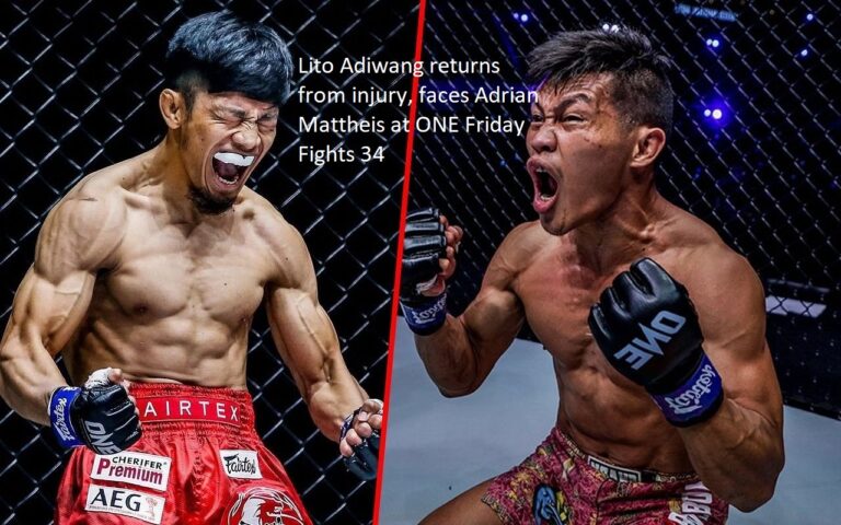 At ONE Friday Fights 34, Lito Adiwang makes his comeback after an injury and fights Adrian Mattheis.