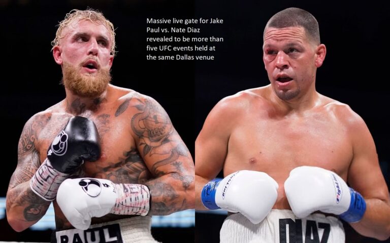 The enormous live gate for Jake Paul vs. Nate Diaz was shown to be greater than that of five previous UFC events hosted at the same venue in Dallas.