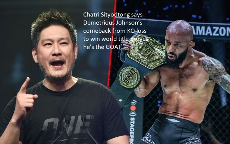 According to Chatri Sityodtong, the fact that Demetrious Johnson was able to recover from a knockout loss and win the world title demonstrates that he is the greatest of all time.