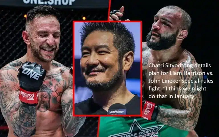Chatri Sityodtong explains the special-rules bout that will take place between Liam Harrison and John Lineker as follows: “January sounds like a good month for that,” I believe.