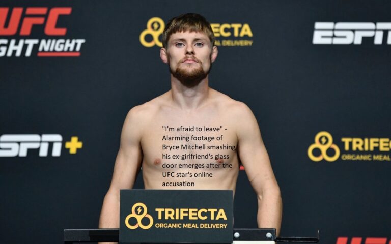 After the UFC star’s accusation was posted online, disturbing video of Bryce Mitchell destroying the glass door of his ex-girlfriend’s apartment surfaced. Mitchell is heard saying, “I’m afraid to leave.”