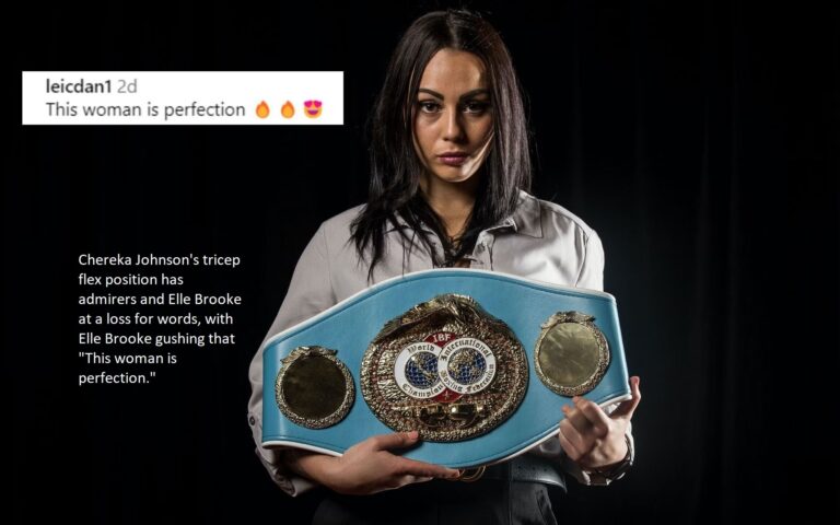 Chereka Johnson’s tricep flex position has admirers and Elle Brooke at a loss for words, with Elle Brooke gushing that “This woman is perfection.”