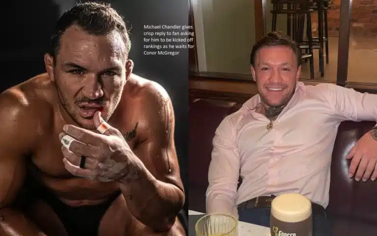 While waiting for Conor McGregor, Michael Chandler provides a succinct response to a fan who has asked for him to be removed from the rankings.