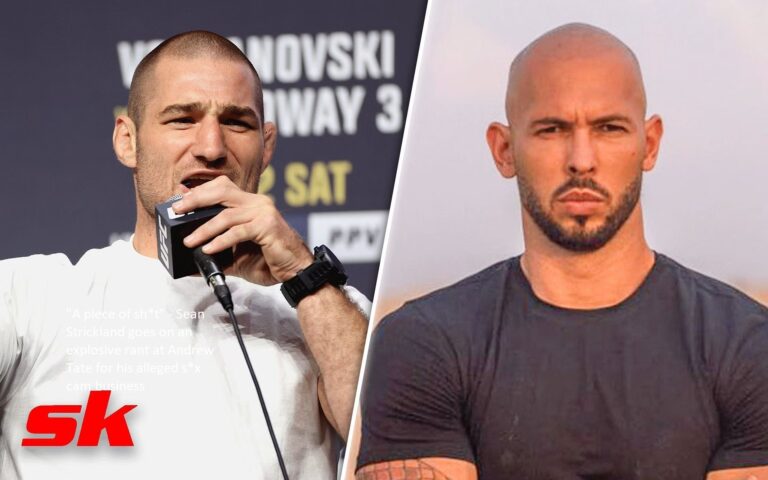 An intense outburst by Sean Strickland directed at Andrew Tate for his suspected involvement in the sex cam company, in which Tate is referred to as “a piece of sh*t”