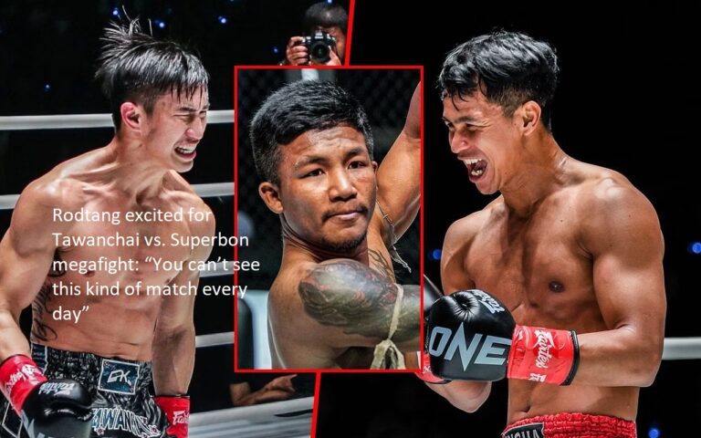 Rodtang is ecstatic about the upcoming megafight between Tawanchai and Superbon and says, “You can’t see a match like this every day.”