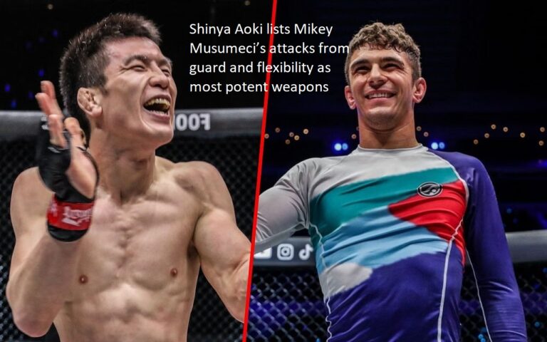 Mikey Musumeci’s assaults from guard and his flexibility are considered to be his most powerful weapons, according to Shinya Aoki.