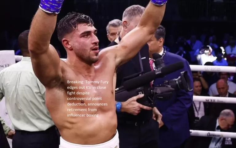 Tommy Fury beats KSI by a narrow margin in a fight that was closely contested, despite the questionable deduction of points, and then announces his retirement from influencer boxing.