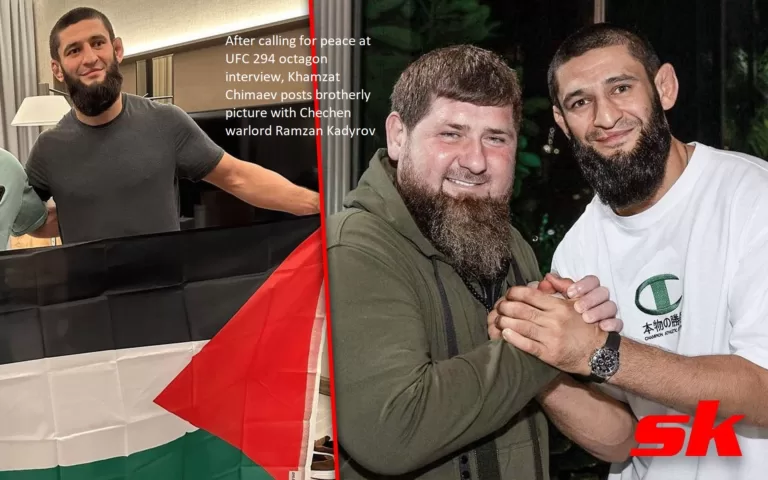 After making a plea for peace during his octagon interview at UFC 294, Khamzat Chimaev posted a picture of himself and Chechen warlord Ramzan Kadyrov on social media.