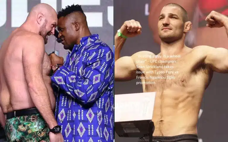 “Beating a guy in a wheel chair” is one of the criticisms that UFC champion Sean Strickland has leveled at the promotion of the fight between Tyson Fury and Francis Ngannou.
