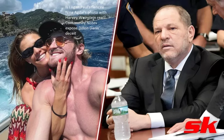 Is the photo that appears to show Nina Agdal with Harvey Weinstein a fake? Logan Paul is engaged to Agdal. The lies told by Dillon Danis are uncovered by Community Notes.