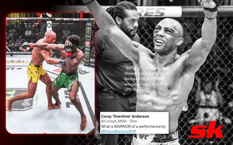Edson Barboza has received a lot of accolades from the UFC community for his stunning victory over Sodiq Yusuff at UFC Vegas 81. “Banger!”
