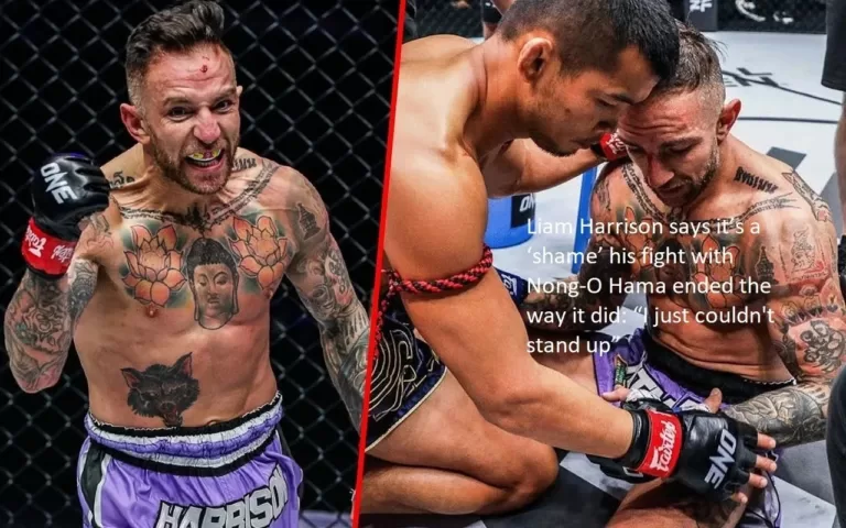 It is a’shame,’ according to Liam Harrison, that his battle with Nong-O Hama finished in the manner in which it did: “I just couldn’t stand up.”