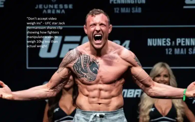 UFC star Jack Hermansson has shared a video clip that demonstrates how fighters manipulate scales to weigh 10 kilograms less than their true weight. “Don’t accept video weigh ins,” he says.
