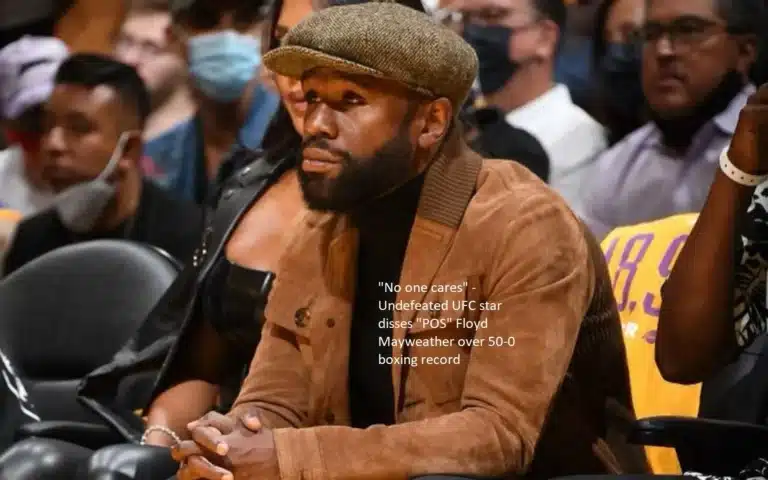 The undefeated UFC star referred to Floyd Mayweather as a “POS” and said, “No one cares” about his perfect 50-0 boxing record.