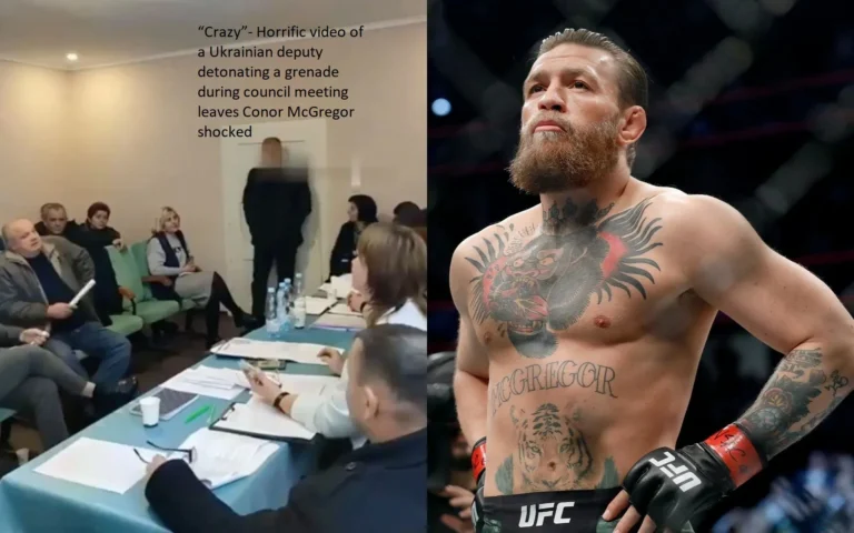 The horrifying video of a Ukrainian deputy detonating a grenade during a council meeting has left Conor McGregor in a state of shock.