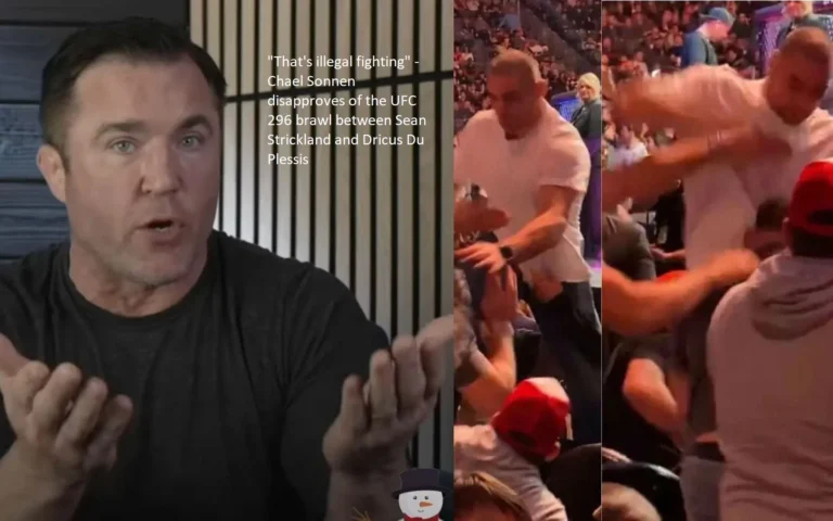 Chael Sonnen is vocal in his disapproval of the fight that took place between Sean Strickland and Dricus Du Plessis at UFC 296, stating, “That’s illegal fighting.”