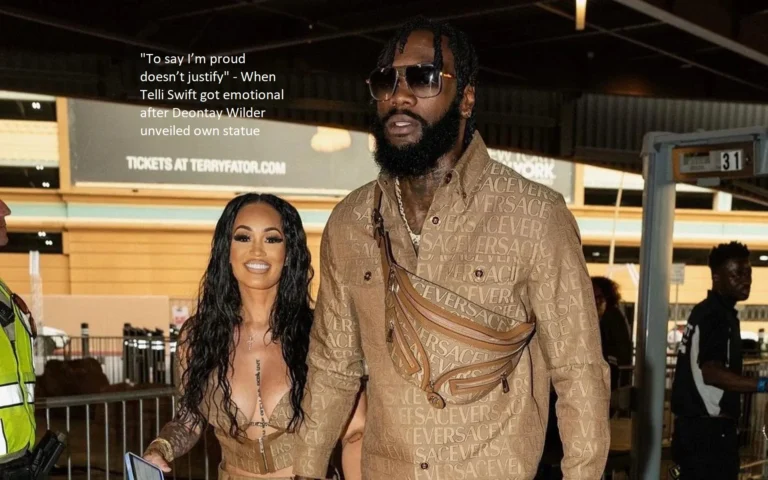 “To say I’m proud does not justify” was the response that Telli Swift gave when she became upset after Deontay Wilder presented his own statue.