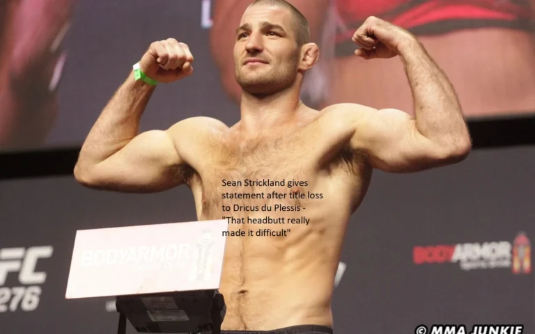 Following his defeat against Dricus du Plessis in the championship match, Sean Strickland issued a statement, saying, “That headbutt really made it difficult.”