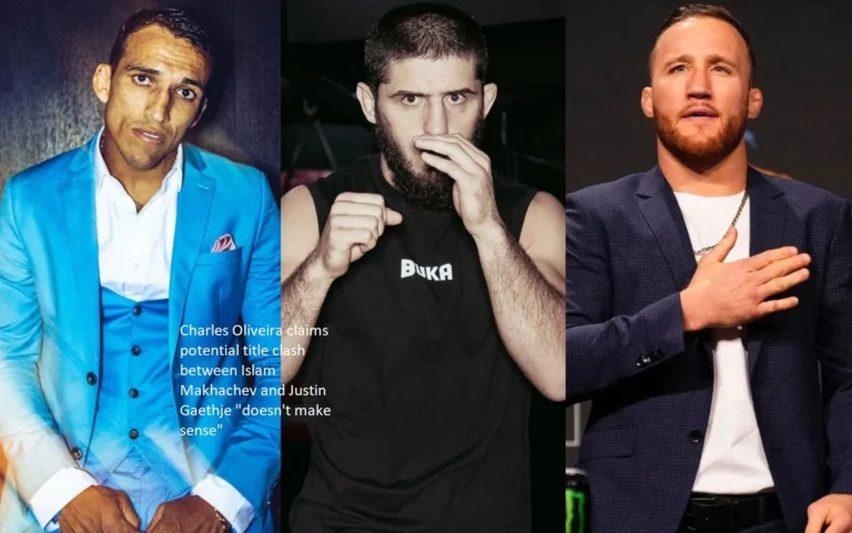 A hypothetical title fight between Islam Makhachev and Justin Gaethje, according to Charles Oliveira, “doesn’t make sense.”