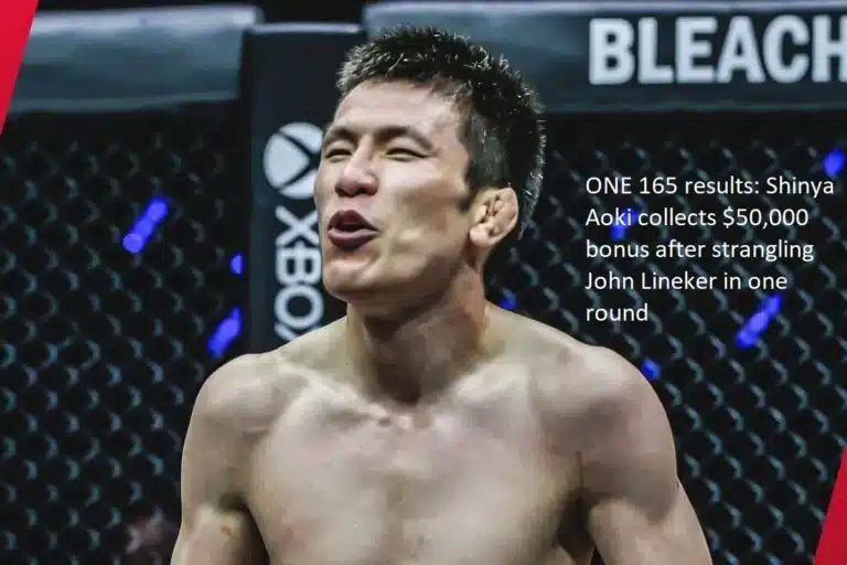 A total of 165 results: After suffocating John Lineker in a single round, Shinya Aoki was awarded a bonus of fifty thousand dollars.